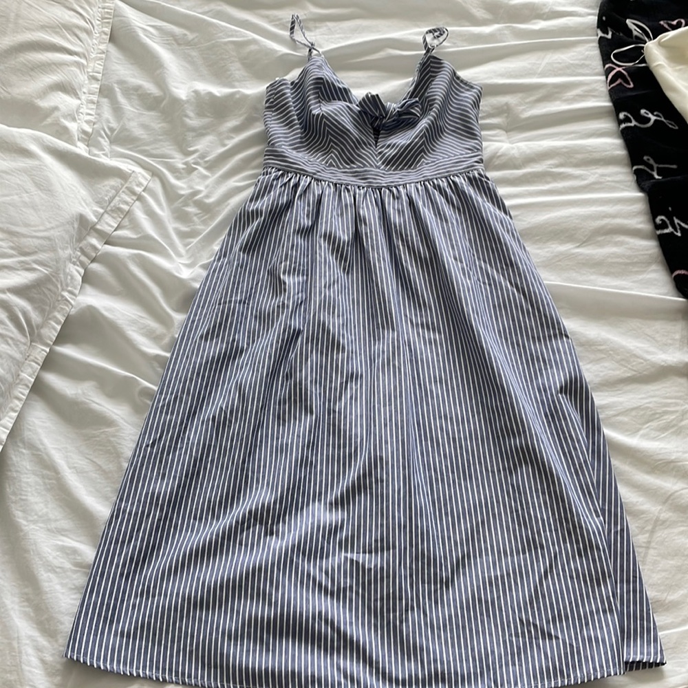 Striped tie-front dress